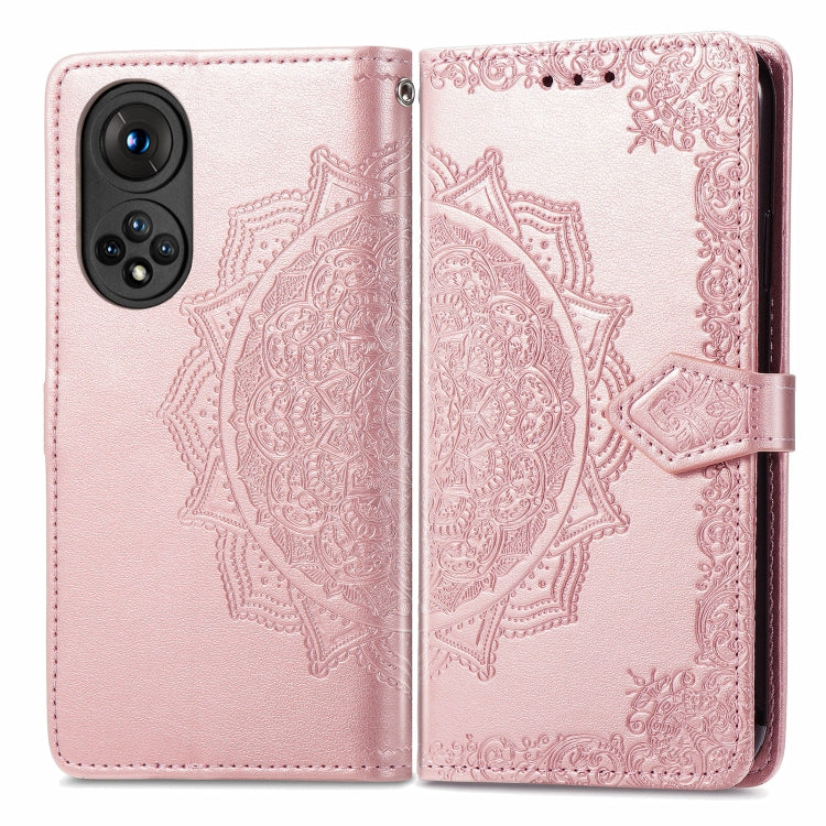 For Honor 50 Mandala Flower Embossed Horizontal Flip Leather Case with Holder & Three Card Slots & Wallet & Lanyard
