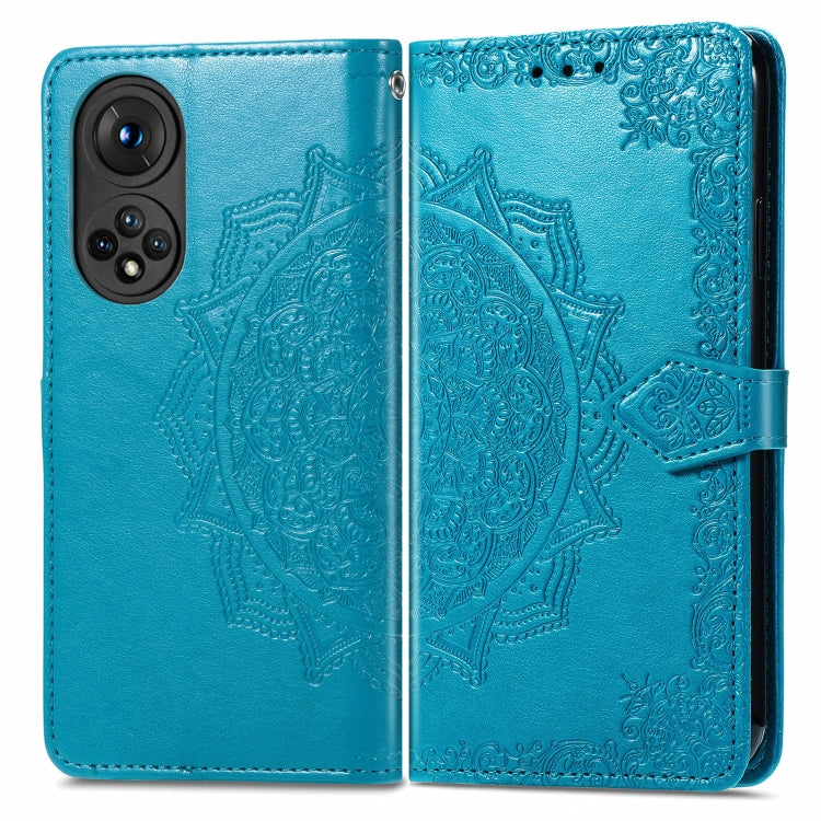 For Honor 50 Mandala Flower Embossed Horizontal Flip Leather Case with Holder & Three Card Slots & Wallet & Lanyard