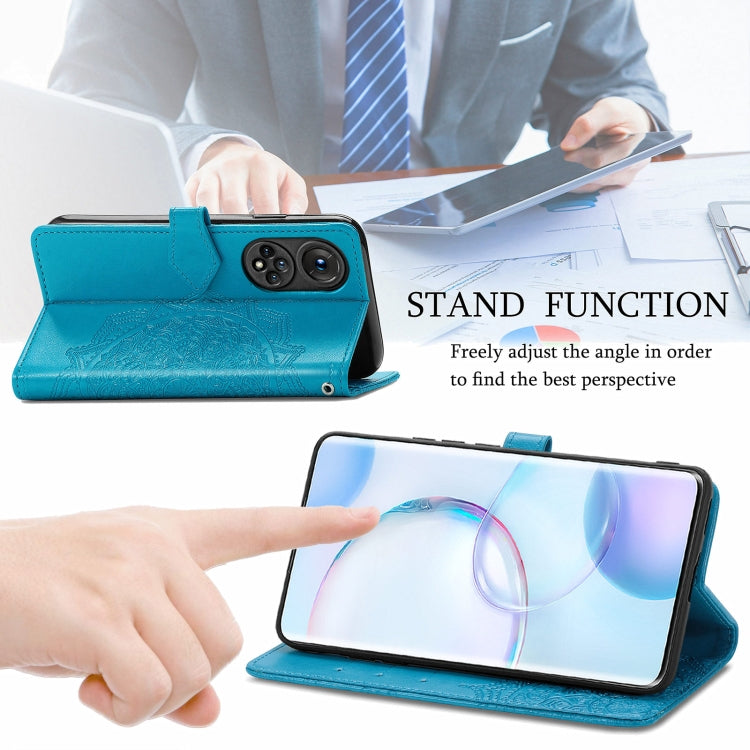 For Honor 50 Mandala Flower Embossed Horizontal Flip Leather Case with Holder & Three Card Slots & Wallet & Lanyard