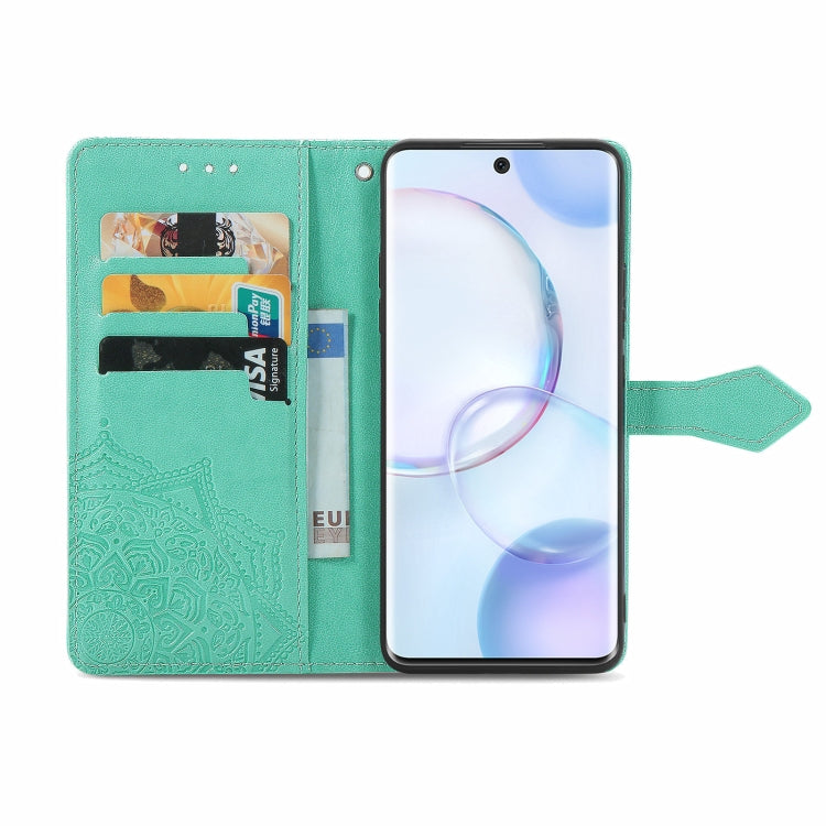 For Honor 50 Mandala Flower Embossed Horizontal Flip Leather Case with Holder & Three Card Slots & Wallet & Lanyard