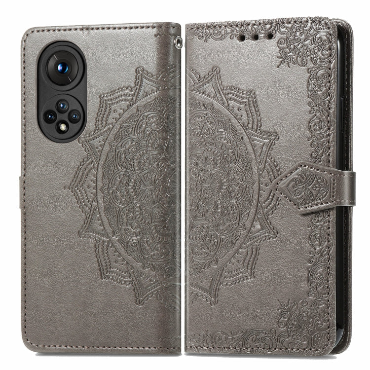 For Honor 50 Mandala Flower Embossed Horizontal Flip Leather Case with Holder & Three Card Slots & Wallet & Lanyard