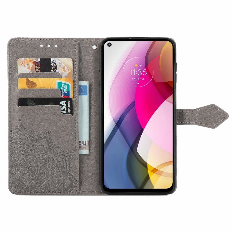 For Motorola Moto G Stylus 2021 Mandala Flower Embossed Horizontal Flip Leather Case with Holder & Three Card Slots & Wallet & Lanyard