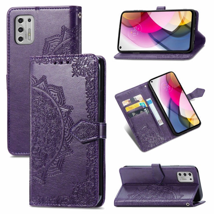 For Motorola Moto G Stylus 2021 Mandala Flower Embossed Horizontal Flip Leather Case with Holder & Three Card Slots & Wallet & Lanyard