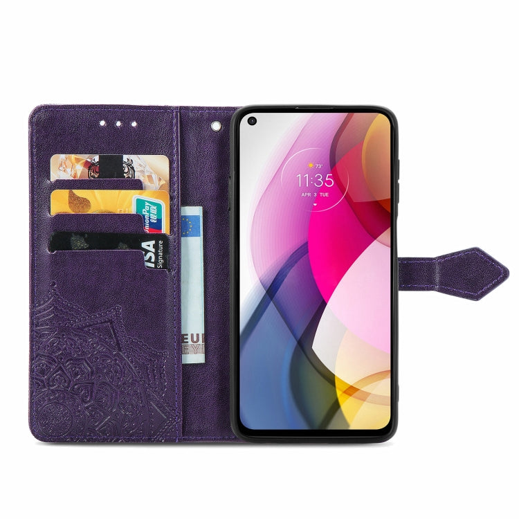 For Motorola Moto G Stylus 2021 Mandala Flower Embossed Horizontal Flip Leather Case with Holder & Three Card Slots & Wallet & Lanyard