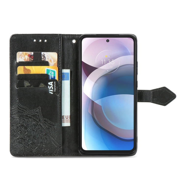 For Motorola Moto One 5G Ace Mandala Flower Embossed Horizontal Flip Leather Case with Holder & Three Card Slots & Wallet & Lanyard