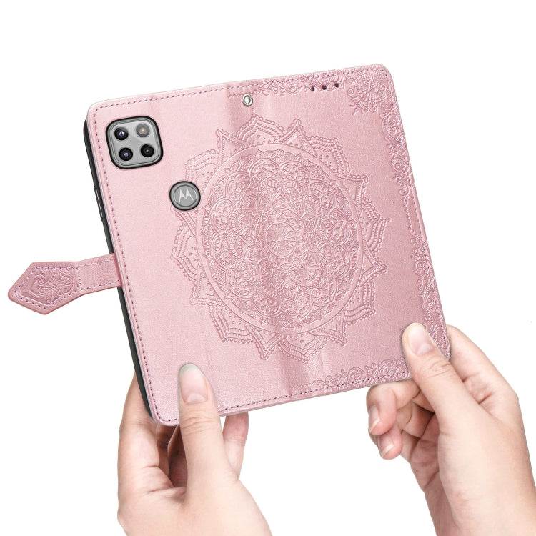 For Motorola Moto One 5G Ace Mandala Flower Embossed Horizontal Flip Leather Case with Holder & Three Card Slots & Wallet & Lanyard