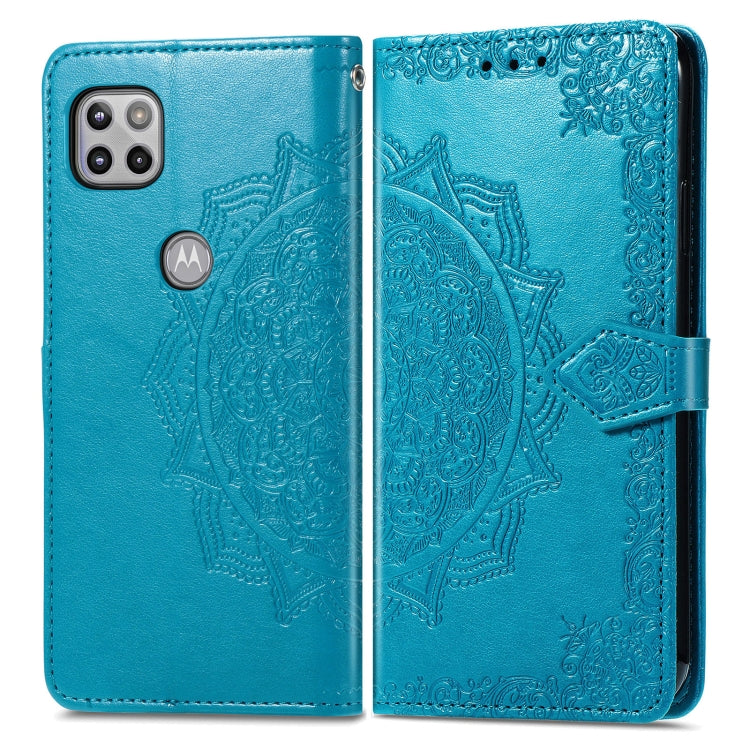 For Motorola Moto One 5G Ace Mandala Flower Embossed Horizontal Flip Leather Case with Holder & Three Card Slots & Wallet & Lanyard