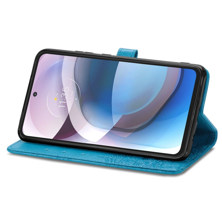 For Motorola Moto One 5G Ace Mandala Flower Embossed Horizontal Flip Leather Case with Holder & Three Card Slots & Wallet & Lanyard