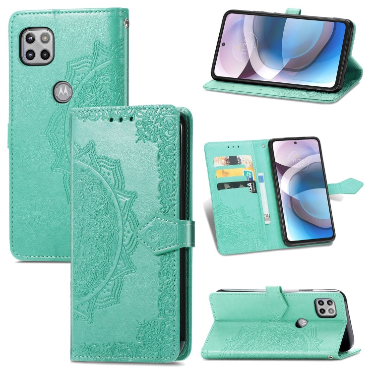 For Motorola Moto One 5G Ace Mandala Flower Embossed Horizontal Flip Leather Case with Holder & Three Card Slots & Wallet & Lanyard