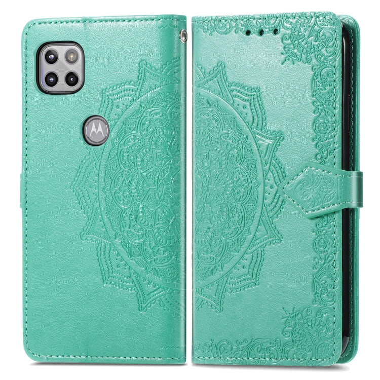 For Motorola Moto One 5G Ace Mandala Flower Embossed Horizontal Flip Leather Case with Holder & Three Card Slots & Wallet & Lanyard