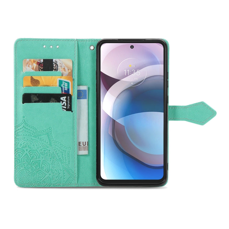 For Motorola Moto One 5G Ace Mandala Flower Embossed Horizontal Flip Leather Case with Holder & Three Card Slots & Wallet & Lanyard