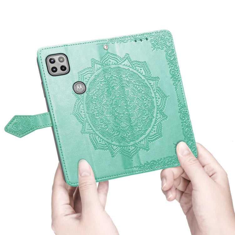 For Motorola Moto One 5G Ace Mandala Flower Embossed Horizontal Flip Leather Case with Holder & Three Card Slots & Wallet & Lanyard