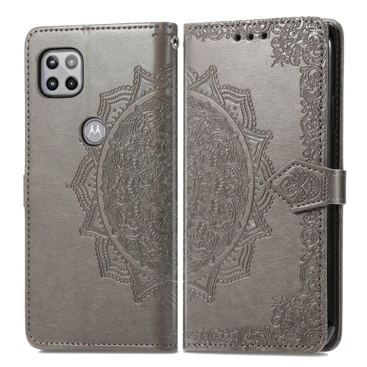 For Motorola Moto One 5G Ace Mandala Flower Embossed Horizontal Flip Leather Case with Holder & Three Card Slots & Wallet & Lanyard