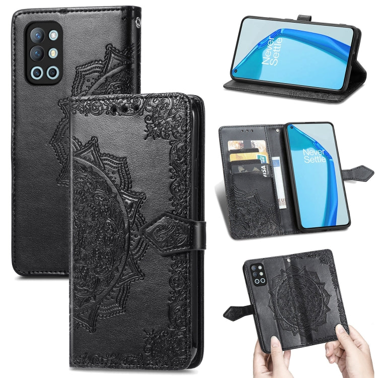 For OnePlus 9R Mandala Flower Embossed Horizontal Flip Leather Case with Holder & Three Card Slots & Wallet & Lanyard