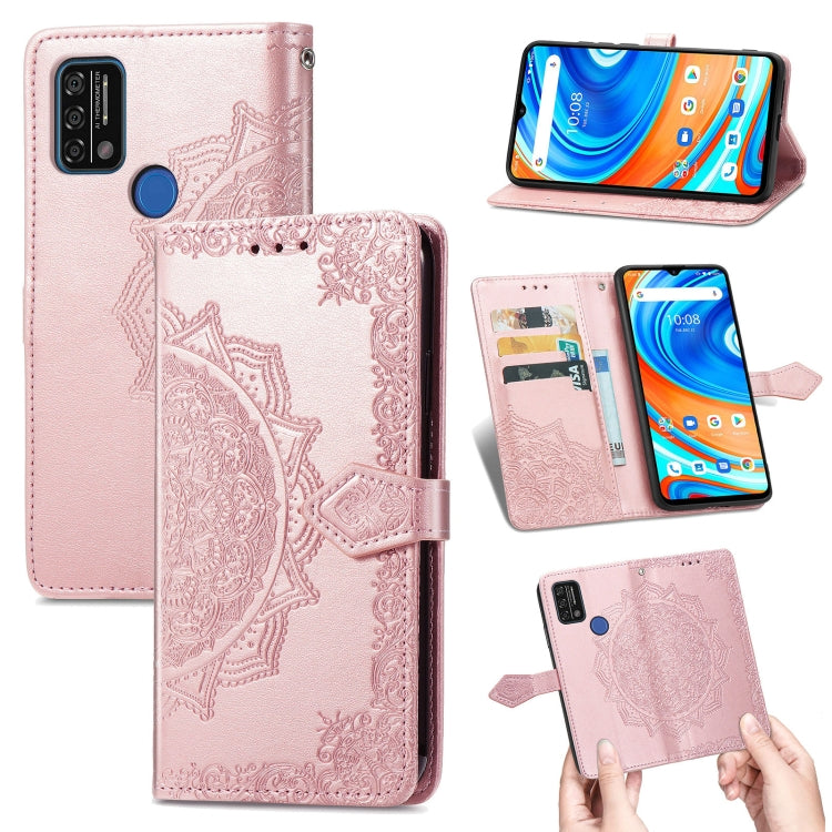 For UMIDIGI A9 Mandala Flower Embossed Horizontal Flip Leather Case with Holder & Three Card Slots & Wallet & Lanyard