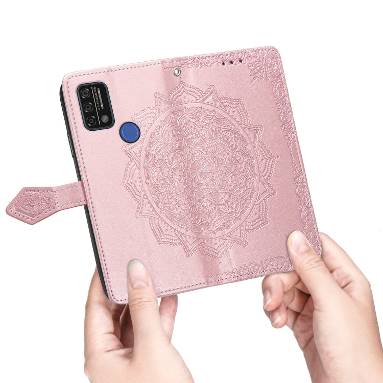 For UMIDIGI A9 Mandala Flower Embossed Horizontal Flip Leather Case with Holder & Three Card Slots & Wallet & Lanyard