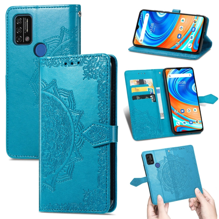 For UMIDIGI A9 Mandala Flower Embossed Horizontal Flip Leather Case with Holder & Three Card Slots & Wallet & Lanyard