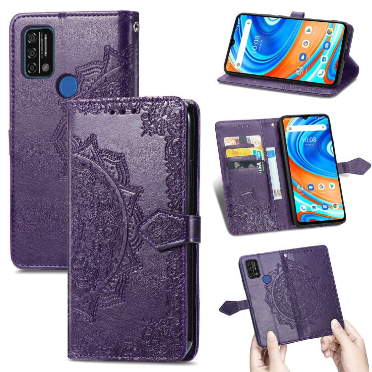 For UMIDIGI A9 Mandala Flower Embossed Horizontal Flip Leather Case with Holder & Three Card Slots & Wallet & Lanyard