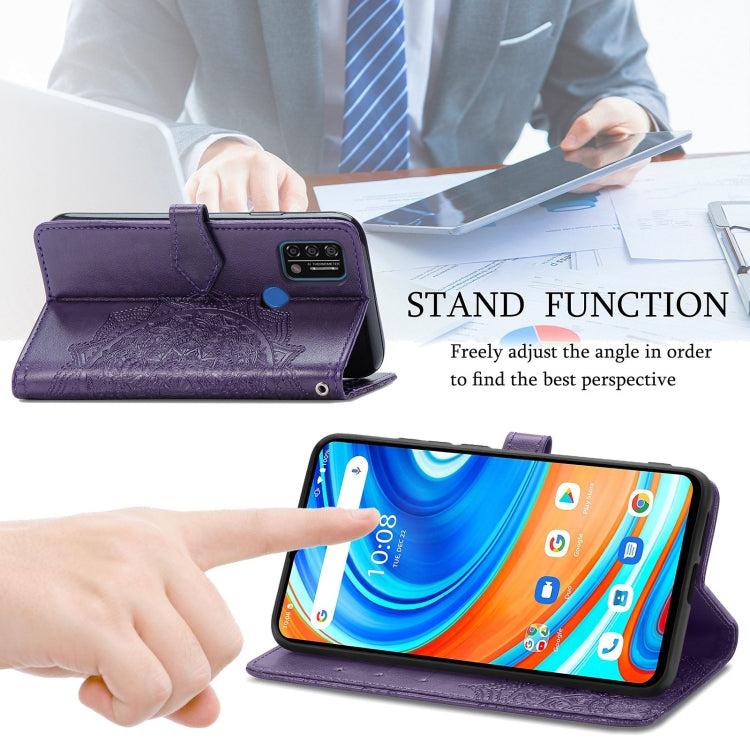 For UMIDIGI A9 Mandala Flower Embossed Horizontal Flip Leather Case with Holder & Three Card Slots & Wallet & Lanyard