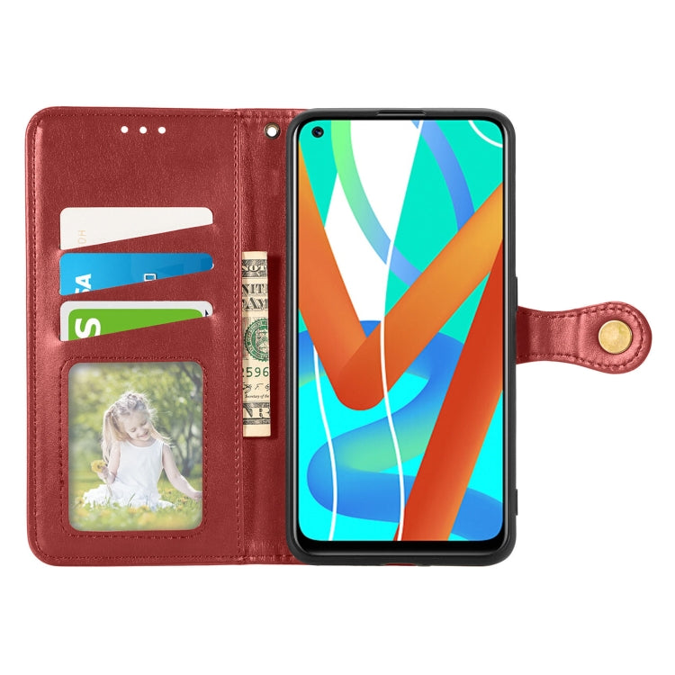 For OPPO Realme V13 Solid Color Leather Buckle Phone Case with Lanyard & Photo Frame & Card Slot & Wallet & Stand Function