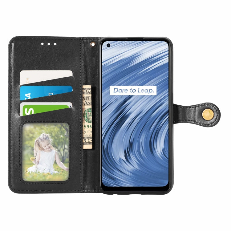 For OPPO Realme V15 5G Retro Solid Color Buckle Leather Phone Case