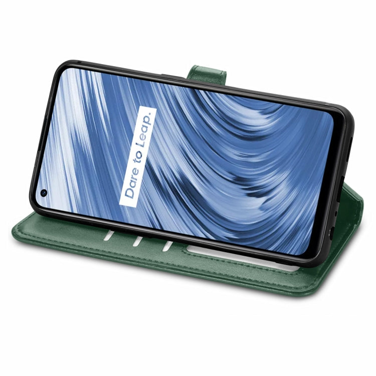 For OPPO Realme V15 5G Retro Solid Color Buckle Leather Phone Case