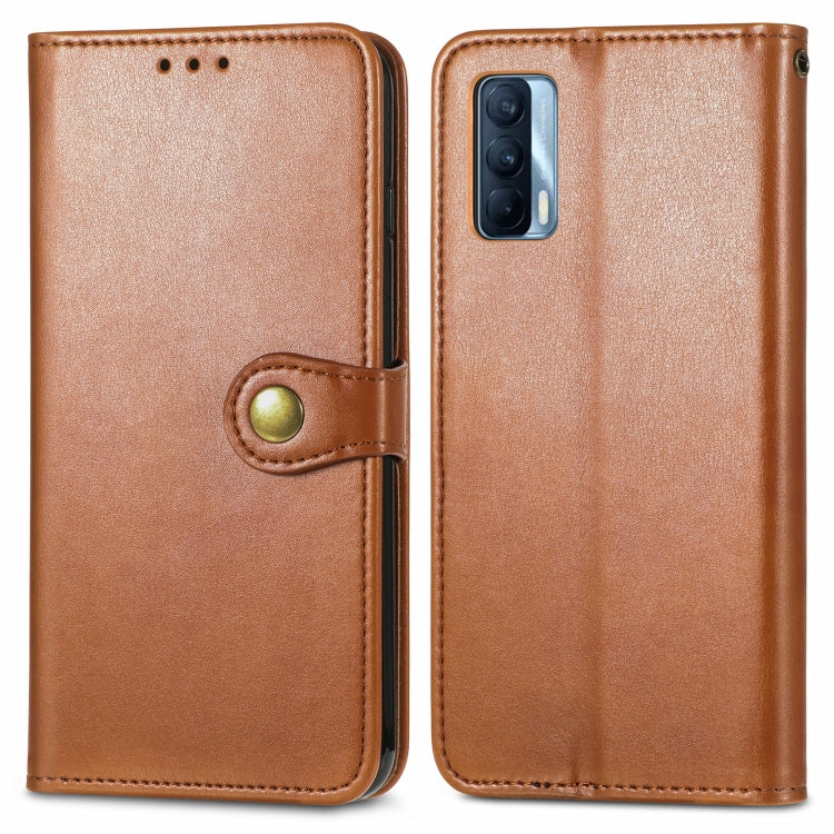 For OPPO Realme V15 5G Retro Solid Color Buckle Leather Phone Case