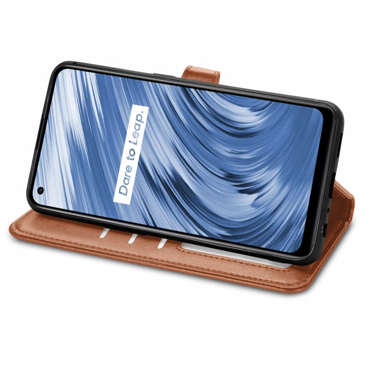 For OPPO Realme V15 5G Retro Solid Color Buckle Leather Phone Case