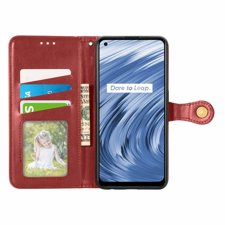 For OPPO Realme V15 5G Retro Solid Color Buckle Leather Phone Case