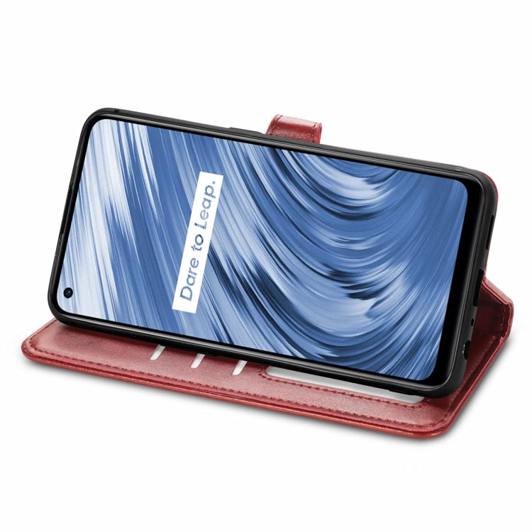 For OPPO Realme V15 5G Retro Solid Color Buckle Leather Phone Case