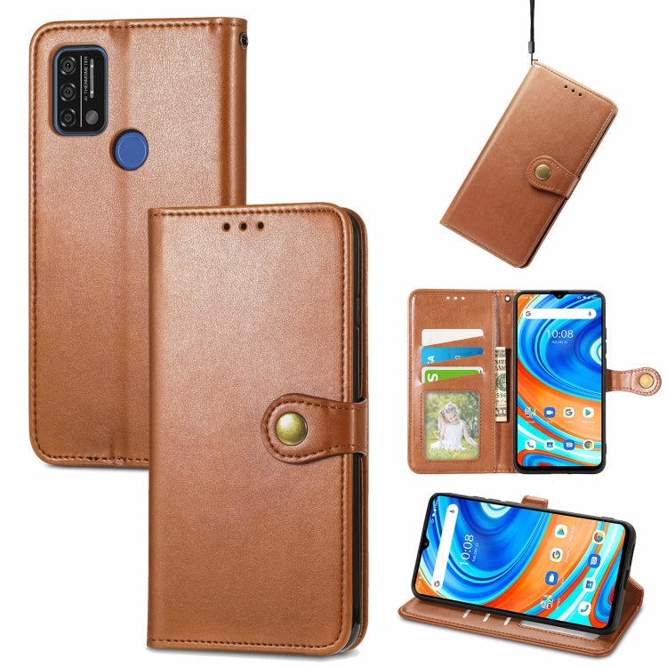 For UMIDIGI  A9 Retro Solid Color Buckle Leather Phone Case