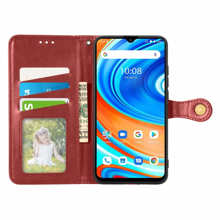 For UMIDIGI  A9 Retro Solid Color Buckle Leather Phone Case