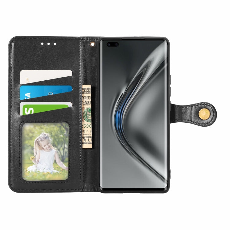 For Honor V40 5G Solid Color Leather Buckle Phone Case with Lanyard & Photo Frame & Card Slot & Wallet & Stand Function
