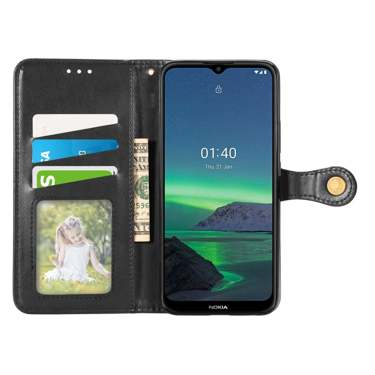 For Nokia 1.4 Solid Color Leather Buckle Phone Case with Lanyard & Photo Frame & Card Slot & Wallet & Stand Function