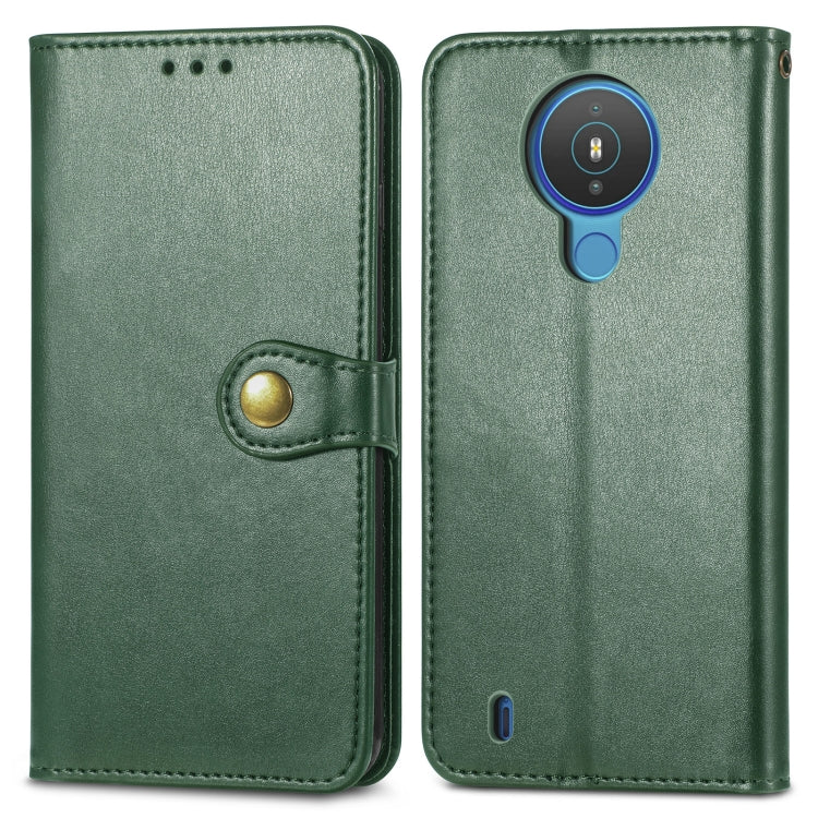 For Nokia 1.4 Solid Color Leather Buckle Phone Case with Lanyard & Photo Frame & Card Slot & Wallet & Stand Function