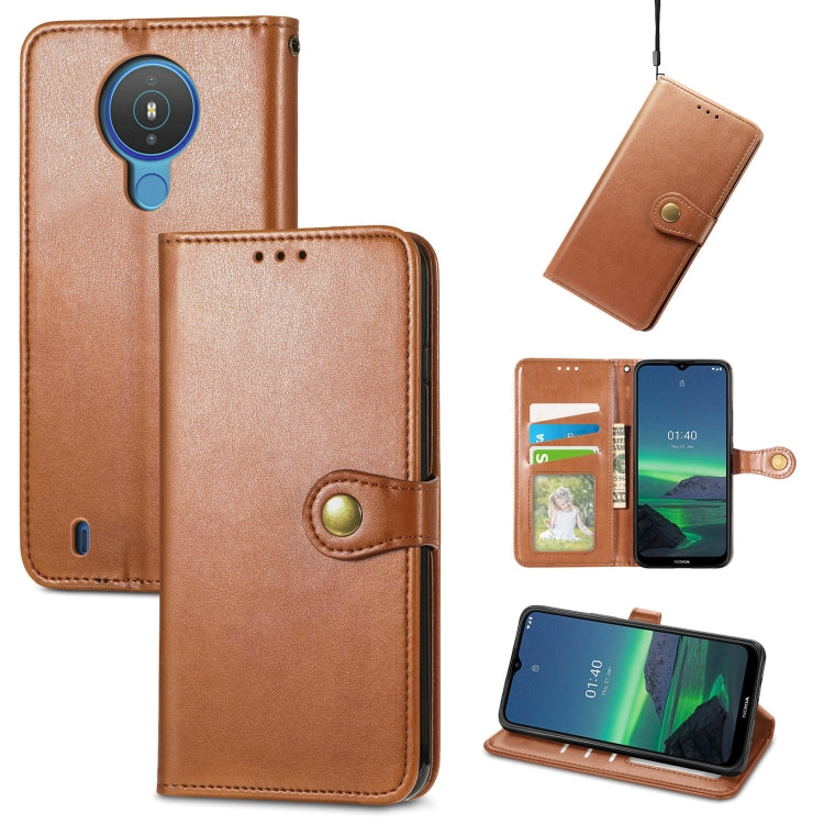 For Nokia 1.4 Solid Color Leather Buckle Phone Case with Lanyard & Photo Frame & Card Slot & Wallet & Stand Function