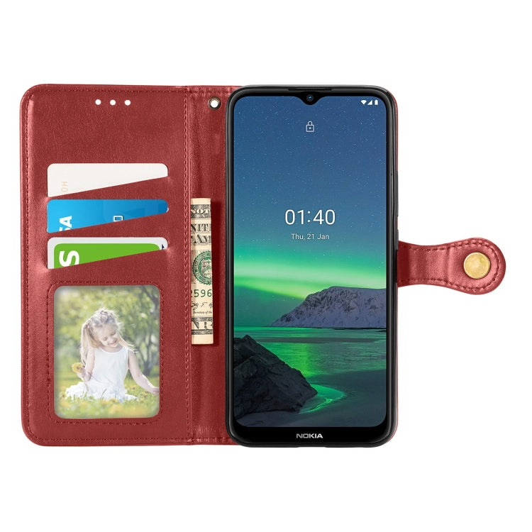 For Nokia 1.4 Solid Color Leather Buckle Phone Case with Lanyard & Photo Frame & Card Slot & Wallet & Stand Function