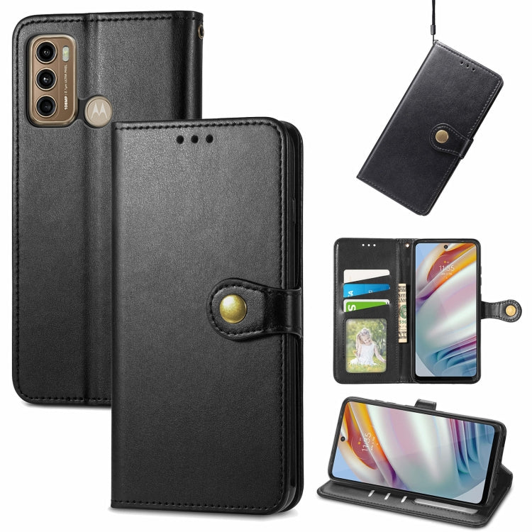 For Motorola G60 Solid Color Leather Buckle Phone Case with Lanyard & Photo Frame & Card Slot & Wallet & Stand Function