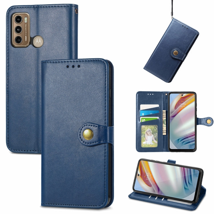 For Motorola G60 Solid Color Leather Buckle Phone Case with Lanyard & Photo Frame & Card Slot & Wallet & Stand Function