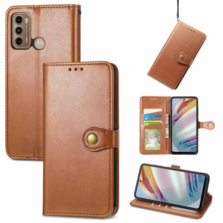 For Motorola G60 Solid Color Leather Buckle Phone Case with Lanyard & Photo Frame & Card Slot & Wallet & Stand Function