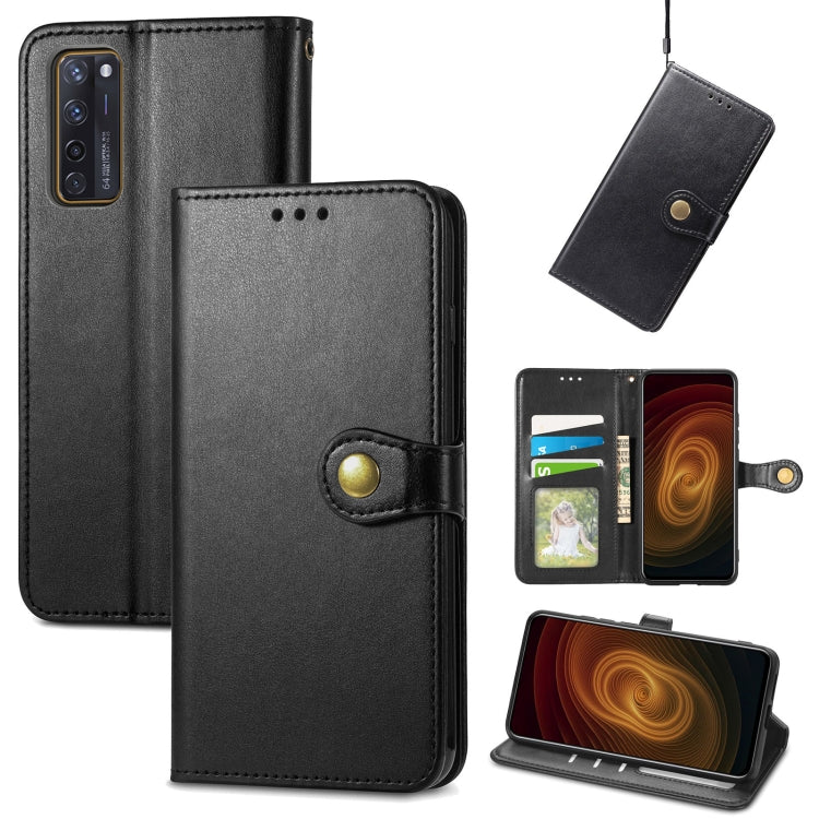 For ZTE Axon 20 5G Solid Color Leather Buckle Phone Case with Lanyard & Photo Frame & Card Slot & Wallet & Stand Function