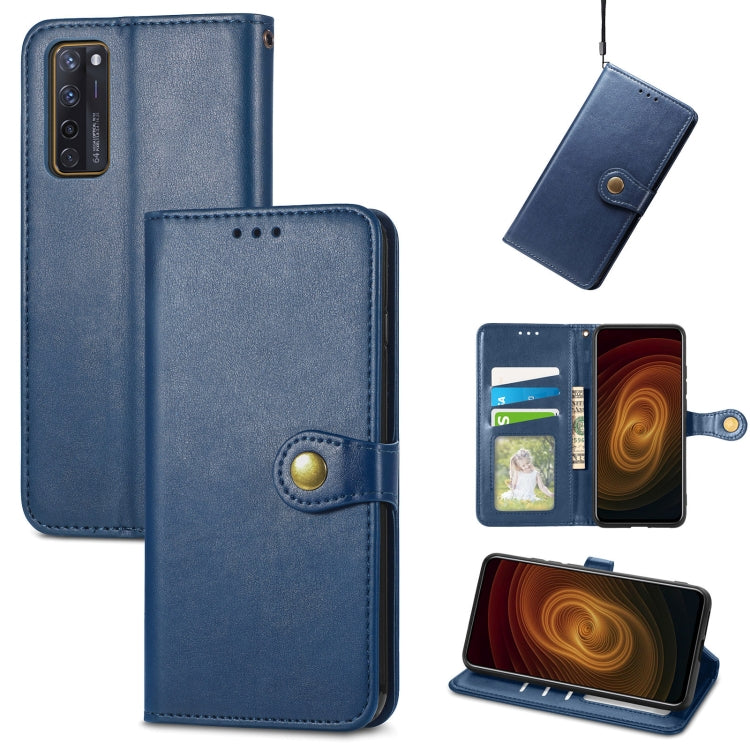 For ZTE Axon 20 5G Solid Color Leather Buckle Phone Case with Lanyard & Photo Frame & Card Slot & Wallet & Stand Function