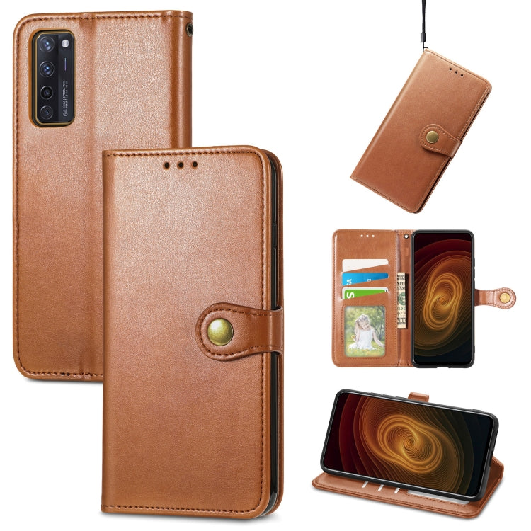 For ZTE Axon 20 5G Solid Color Leather Buckle Phone Case with Lanyard & Photo Frame & Card Slot & Wallet & Stand Function