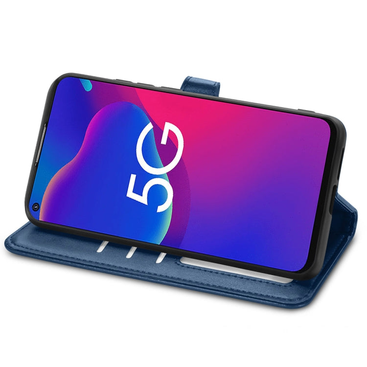 For ZTE Axon 11 SE 5G Solid Color Leather Buckle Phone Case with Lanyard & Photo Frame & Card Slot & Wallet & Stand Function