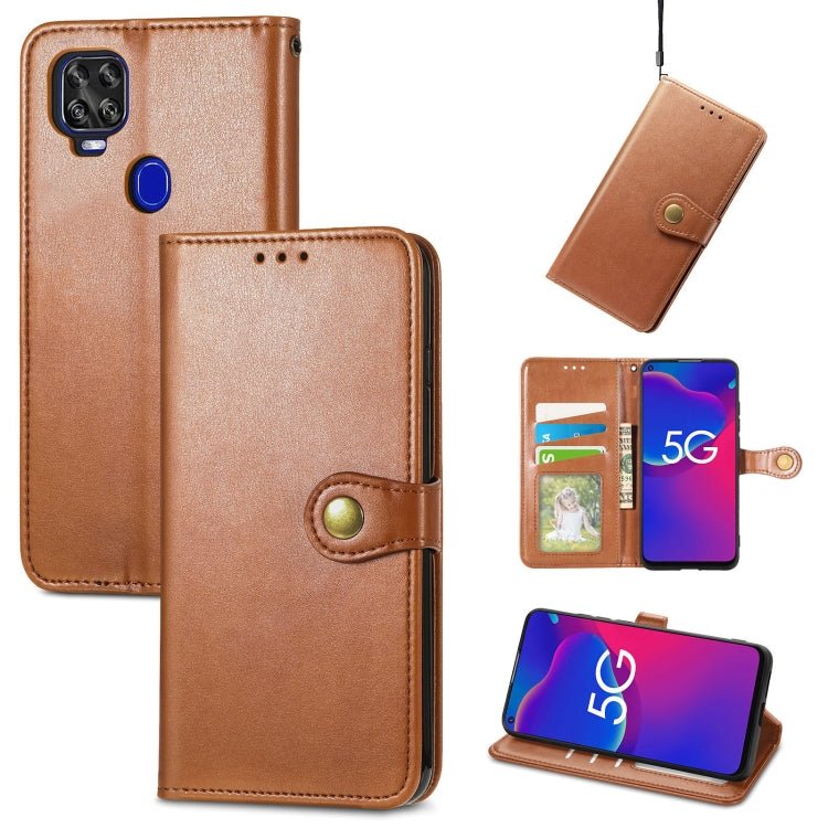 For ZTE Axon 11 SE 5G Solid Color Leather Buckle Phone Case with Lanyard & Photo Frame & Card Slot & Wallet & Stand Function