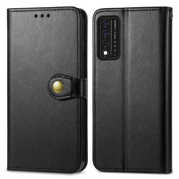 For T-Mobile REVVL V+ 5G Solid Color Leather Buckle Phone Case with Lanyard & Photo Frame & Card Slot & Wallet & Stand Function