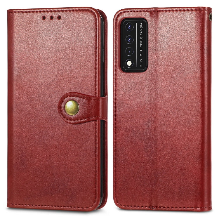 For T-Mobile REVVL V+ 5G Solid Color Leather Buckle Phone Case with Lanyard & Photo Frame & Card Slot & Wallet & Stand Function