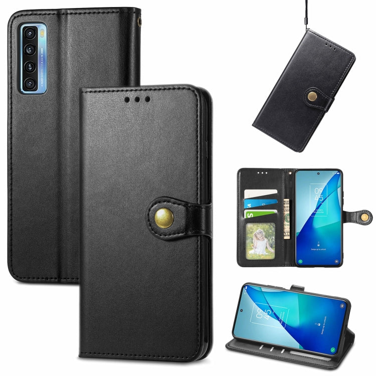For TCL 20S Solid Color Leather Buckle Phone Case with Lanyard & Photo Frame & Card Slot & Wallet & Stand Function