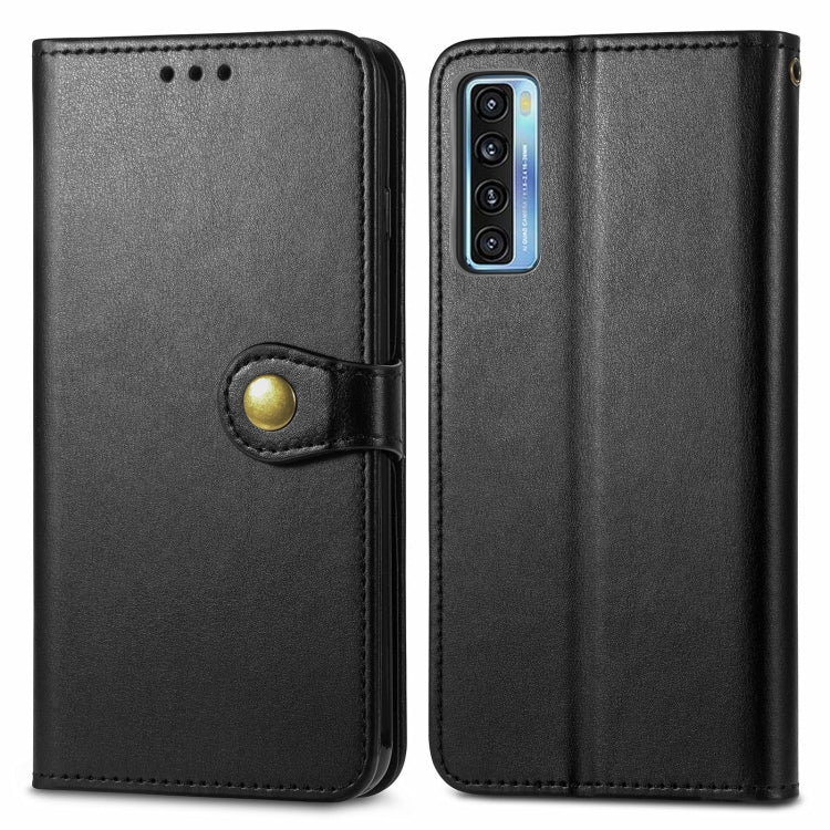 For TCL 20S Solid Color Leather Buckle Phone Case with Lanyard & Photo Frame & Card Slot & Wallet & Stand Function