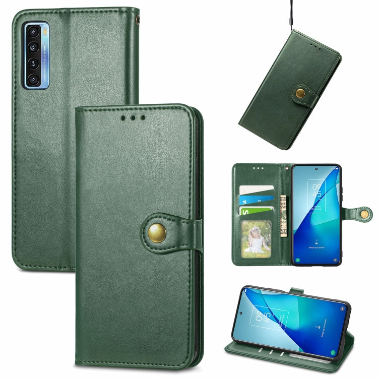 For TCL 20S Solid Color Leather Buckle Phone Case with Lanyard & Photo Frame & Card Slot & Wallet & Stand Function